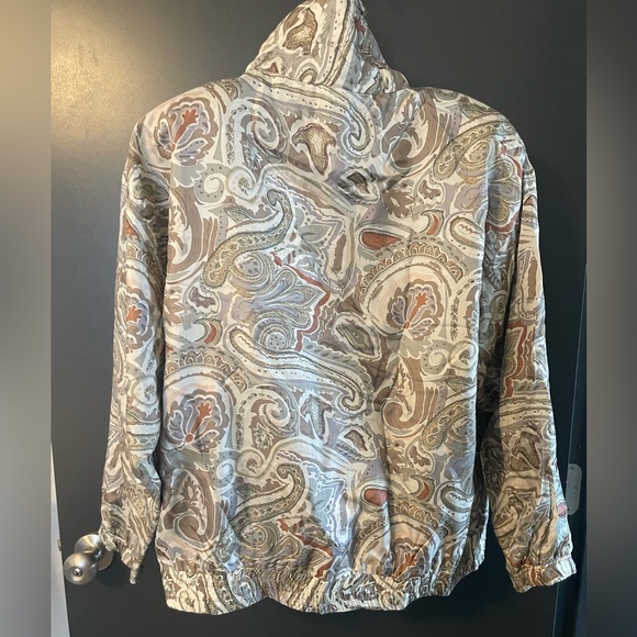 Vintage 80s 100% Silk Paisley Bomber Jacket Oversized L XL lightweight - Picture 4 of 7